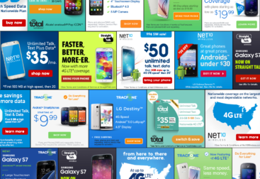 Collage of HTML5 banner ads built for the Tracfone brands